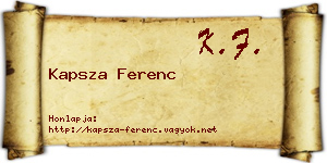 Kapsza Ferenc névjegykártya