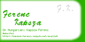 ferenc kapsza business card